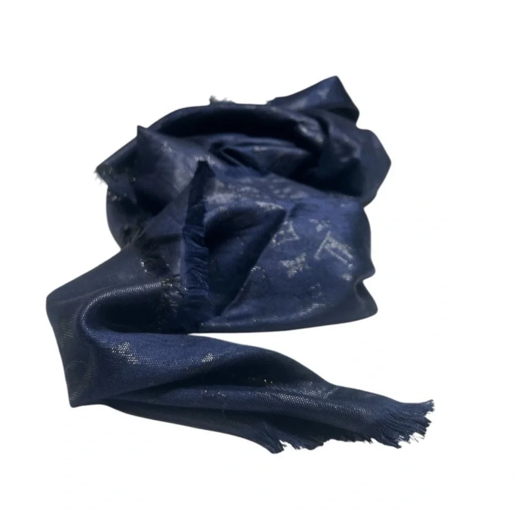 EUC Louis Vuitton Shawl Midnight Navy Blue Scarf - Picture 7 of 7